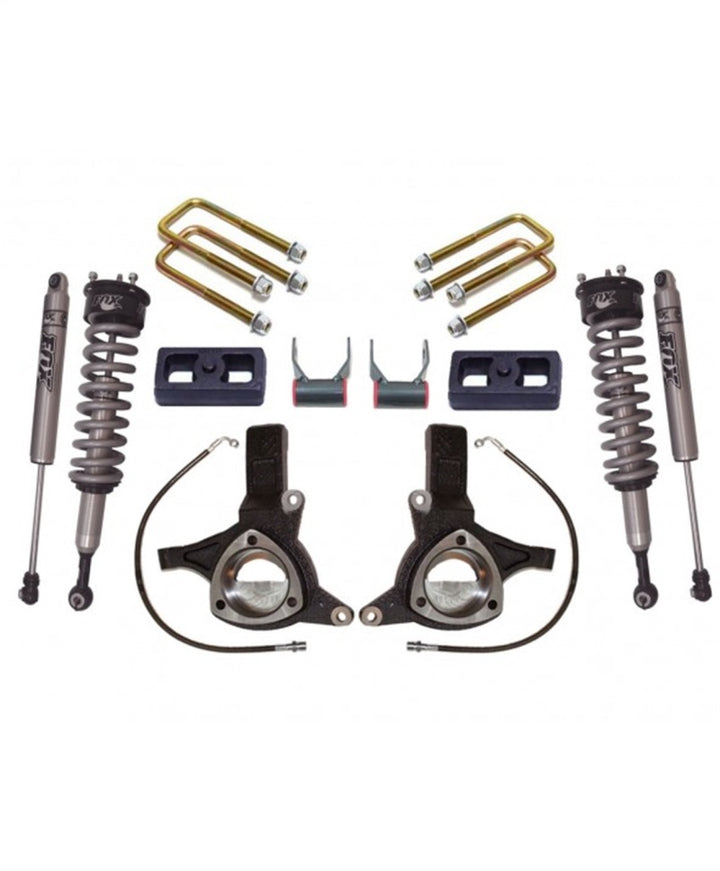 MaxTrac 07-16 GM C1500 2WD w/Cast Steel Susp. 7in/4in MaxPro Elite Spindle Lift Kit w/FOX Shocks - Bull Strap