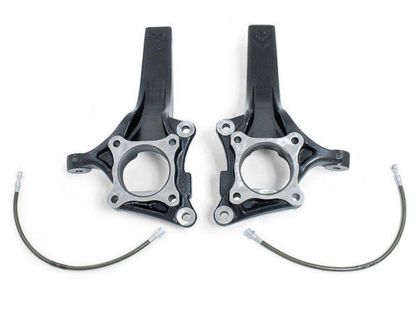 MaxTrac 09-18 Ford F-150 2WD 4-4.5in Front Lift Spindles w/Extended DOT Compliant Brake Lines - Bull Strap