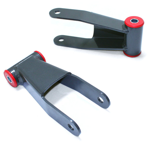 MaxTrac 11-18 GM C/K1500HD/2500HD/3500HD 2WD/4WD 1in Rear Lowering Shackles - Bull Strap