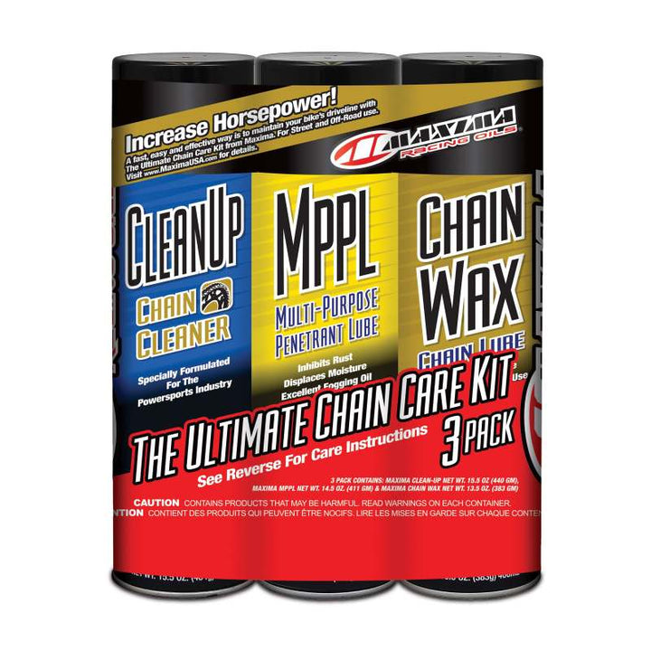 Maxima Chain Wax Ultimate Chain Care Combo Kit - 3-Pack (Aerosol) - Bull Strap