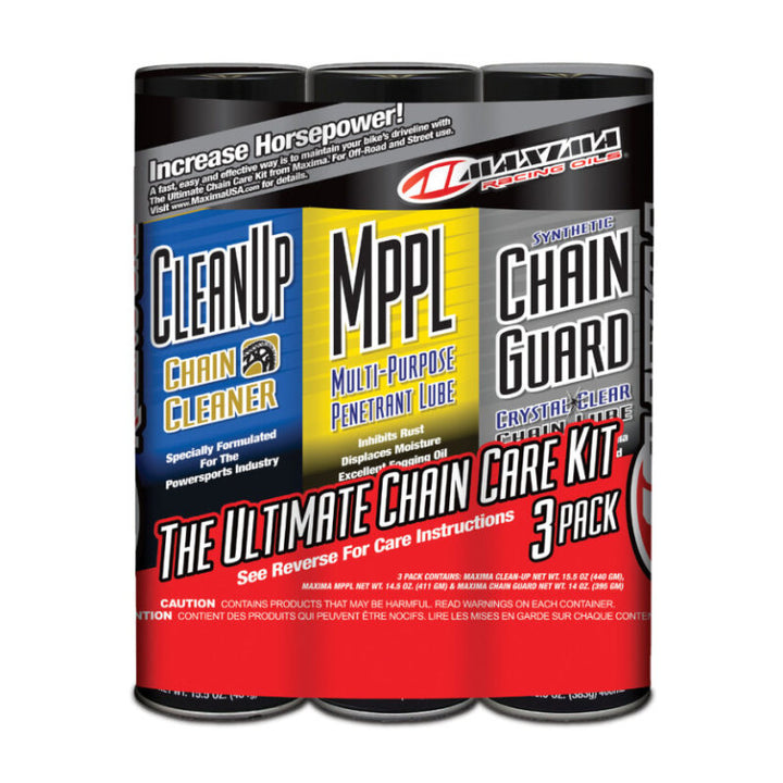 Maxima Synthetic Chain Guard Ultimate Chain Care Combo Kit - 3-Pack (Aerosol) - Bull Strap