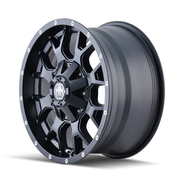 Mayhem 8015 Warrior 17x9 / 5x114.3 BP / 18mm Offset / 87mm Hub Matte Black Wheel - Bull Strap