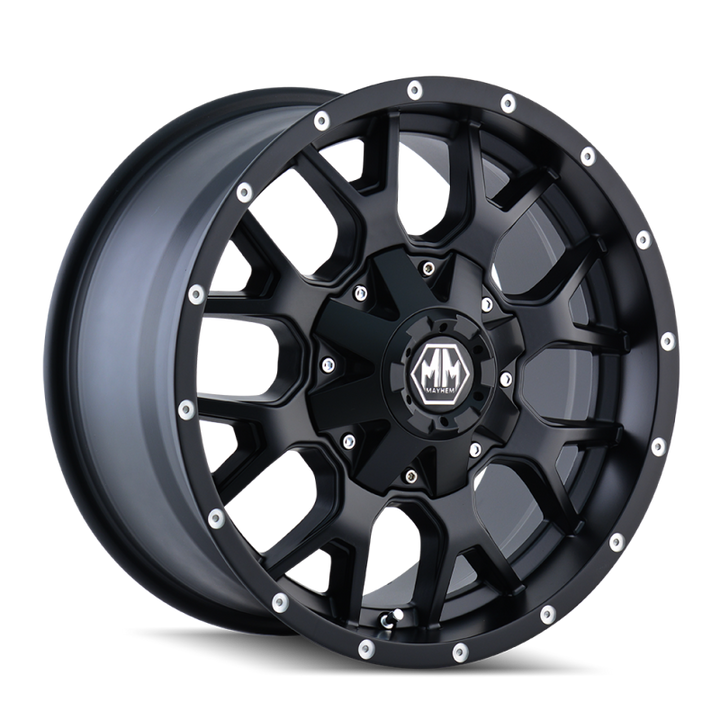 Mayhem 8015 Warrior 20x9 / 8x180 BP / 18mm Offset / 124.1mm Hub Matte Black Wheel - Bull Strap
