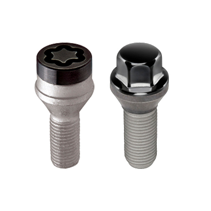McGard 5 Lug Hex Install Kit w/Locks (Cone Seat Bolt) M14X1.5 / 17mm Hex / 28.0mm Shank L. - Black - Bull Strap
