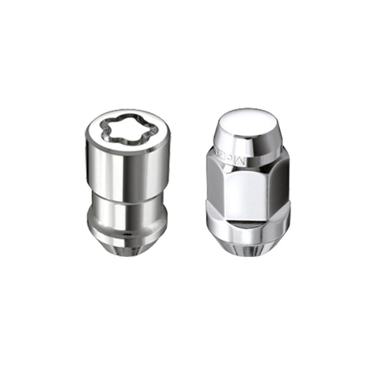 McGard 5 Lug Hex Install Kit w/Locks (Cone Seat Nut / Bulge) M12X1.5 / 3/4 Hex / 1.45in L - Chrome - Bull Strap