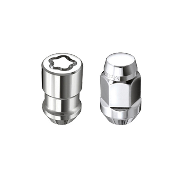 McGard 5 Lug Hex Install Kit w/Locks (Cone Seat Nut / Bulge) M12X1.5 / 3/4 Hex / 1.45in L - Chrome - Bull Strap