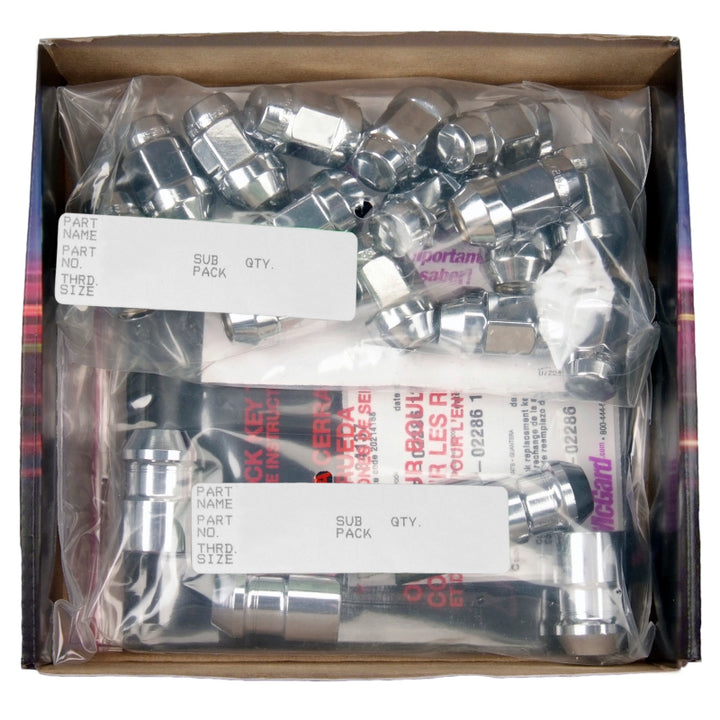 McGard 5 Lug Hex Install Kit w/Locks (Cone Seat Nut / Bulge) M12X1.5 / 3/4 Hex / 1.45in L - Chrome - Bull Strap