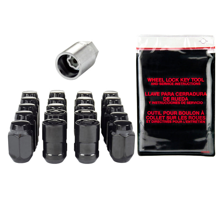 McGard 5 Lug Hex Install Kit w/Locks (Cone Seat Nut) M12X1.5 / 13/16 Hex / 1.5in. Length - Black - Bull Strap