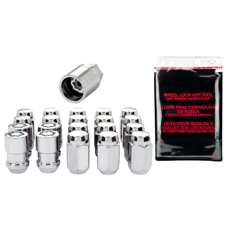McGard 5 Lug Hex Install Kit w/Locks (Cone Seat Nut) M12X1.5 / 13/16 Hex / 1.5in. Length - Chrome - Bull Strap