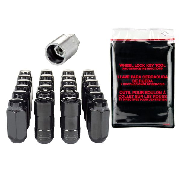 McGard 6 Lug Hex Install Kit w/Locks (Cone Seat Nut) M14X1.5 / 13/16 Hex / 1.945in. Length - Black - Bull Strap