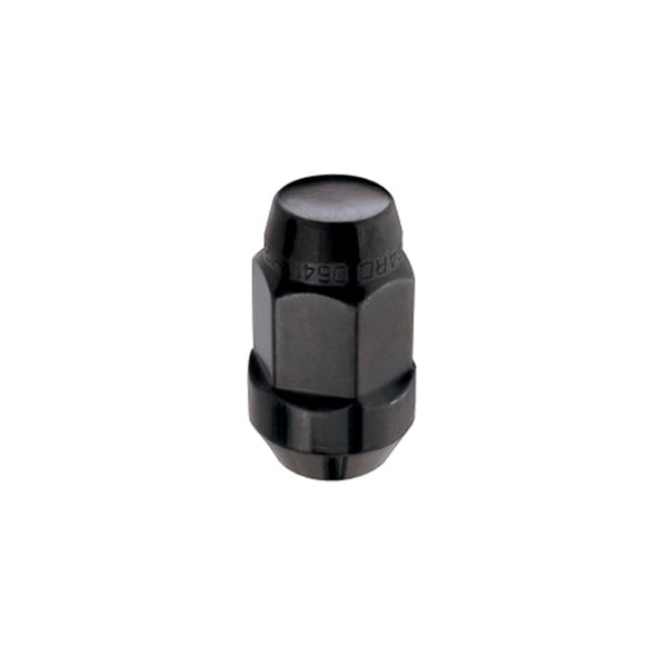 McGard Hex Lug Nut (Cone Seat Bulge Style) M14X1.5 / 22mm Hex / 1.945in. Length (4-Pack) - Black - Bull Strap