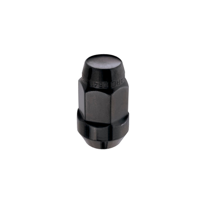 McGard Hex Lug Nut (Cone Seat Bulge Style) M14X1.5 / 22mm Hex / 1.945in. Length (4-Pack) - Black - Bull Strap