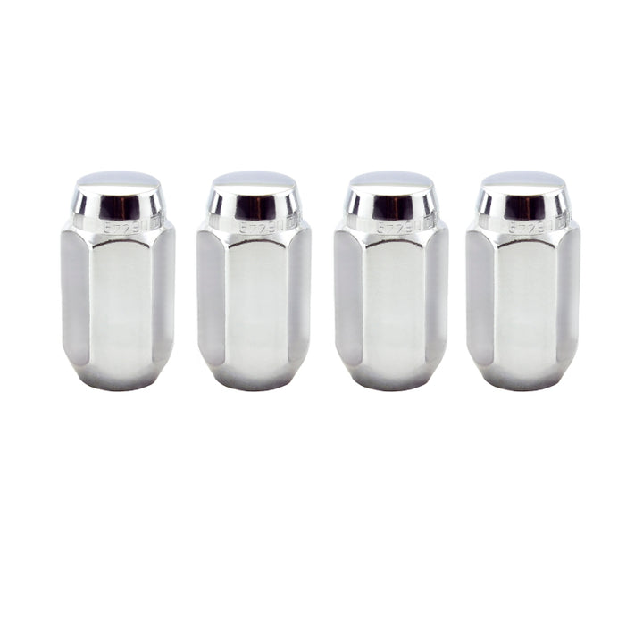 McGard Hex Lug Nut (Cone Seat) M14X1.5 / 22mm Hex / 1.635in. Length (4-Pack) - Chrome - Bull Strap