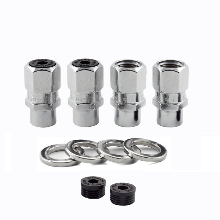 McGard Hex Lug Nut (Drag Racing Short Shank) 1/2-20 / 13/16 Hex / 1.6in. Length (4-Pack) - Chrome - Bull Strap