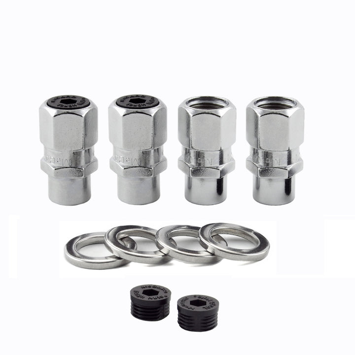 McGard Hex Lug Nut (Drag Racing Short Shank) 1/2-20 / 13/16 Hex / 1.6in. Length (4-Pack) - Chrome - Bull Strap