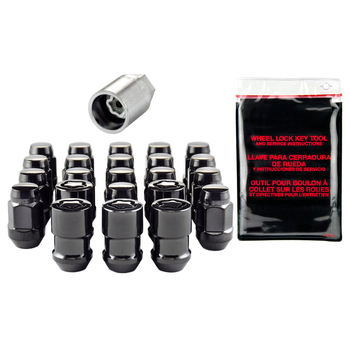 McGard Jeep Wrangler Install Kit (Cone Seat Bulge) 1/2-20 / 3/4 Hex / (18 Lug Nuts / 5 Locks) - Blk - Bull Strap