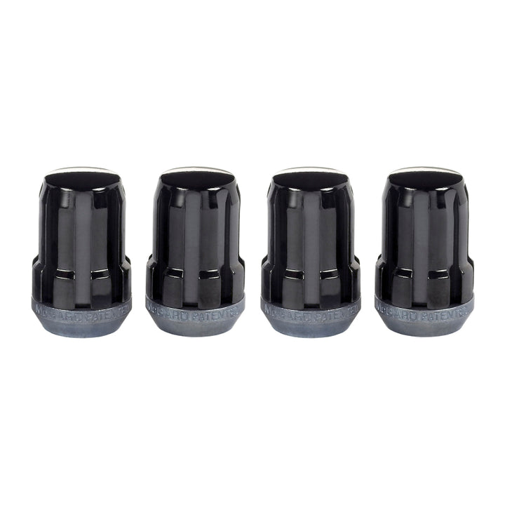 McGard SplineDrive Lug Nut (Cone Seat) M12X1.5 / 1.24in. Length (4-Pack) - Black (Req. Tool) - Bull Strap