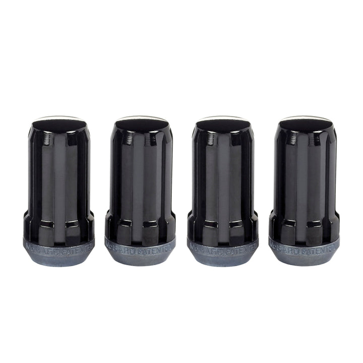 McGard SplineDrive Lug Nut (Cone Seat) M14X1.5 / 1.935in. Length (4-Pack) - Black (Req. Tool) - Bull Strap