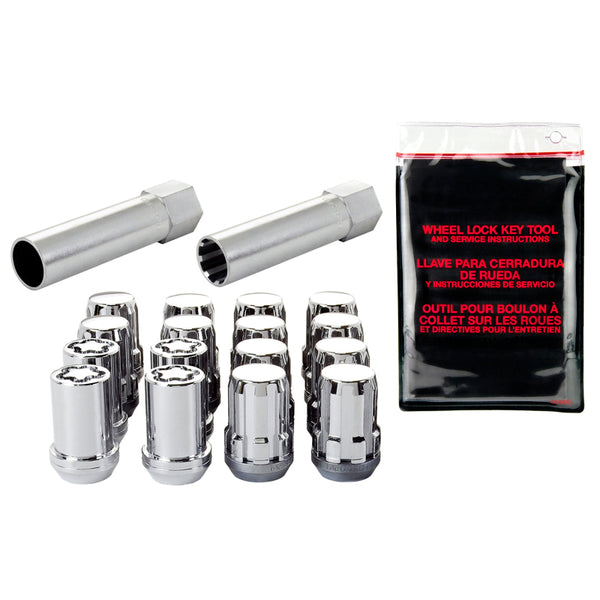 McGard SplineDrive Tuner 4 Lug Install Kit w/Locks & Tool (Cone) M12X1.5 / 13/16 Hex - Chrome - Bull Strap