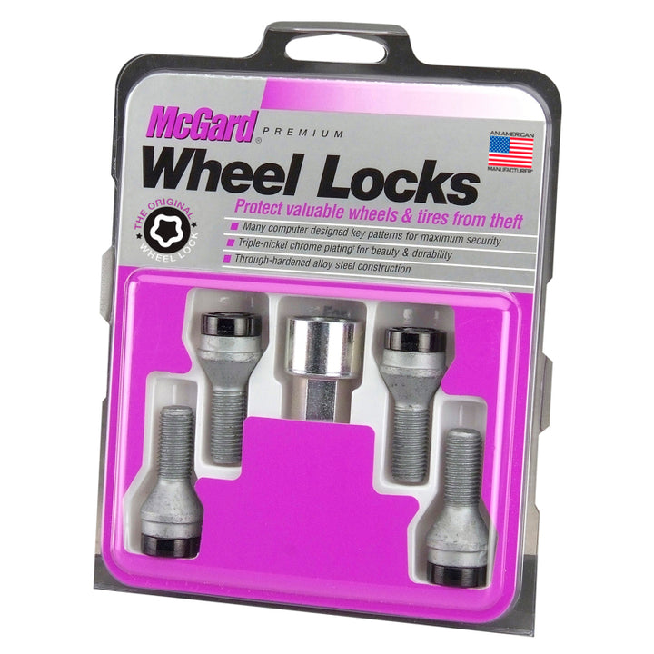 McGard Wheel Lock Bolt Set - 4pk. (Cone Seat) M14X1.5 / 17mm Hex / 31.0mm Shank Length - Black - Bull Strap
