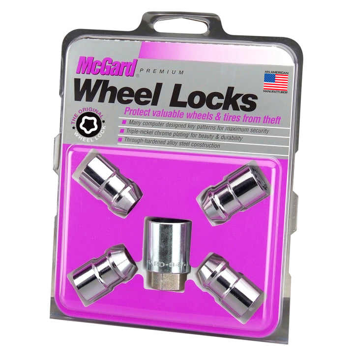 McGard Wheel Lock Nut Set - 4pk. (Cone Seat) 7/16-20 / 3/4 Hex / 1.46in. Length - Chrome - Bull Strap