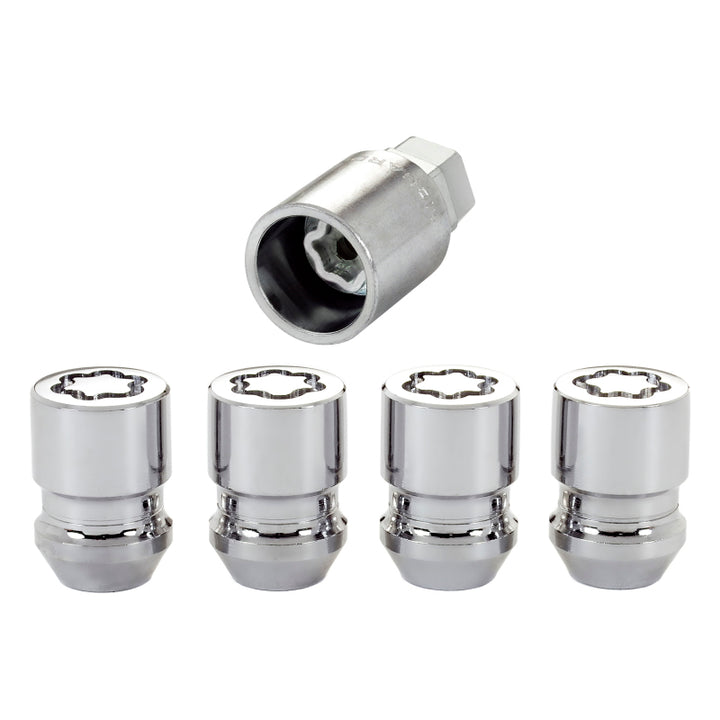 McGard Wheel Lock Nut Set - 4pk. (Cone Seat) M12X1.5 / 19mm & 21mm Dual Hex / 1.28in. L - Chrome - Bull Strap