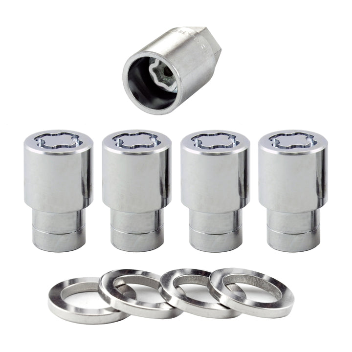 McGard Wheel Lock Nut Set - 4pk. (Reg. Shank Seat) M12X1.5 / 13/16 Hex / 1.38in. Length - Chrome - Bull Strap