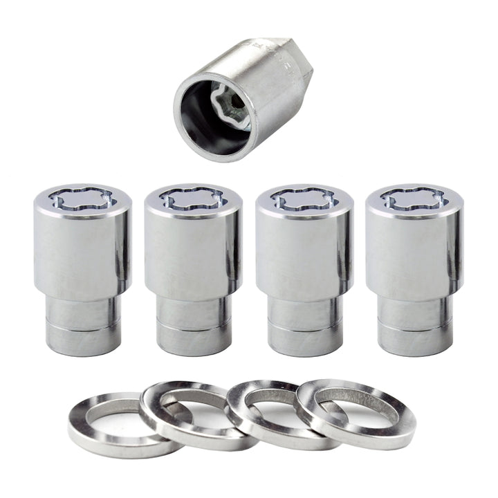 McGard Wheel Lock Nut Set - 4pk. (Reg. Shank Seat) M12X1.5 / 13/16 Hex / 1.38in. Length - Chrome - Bull Strap
