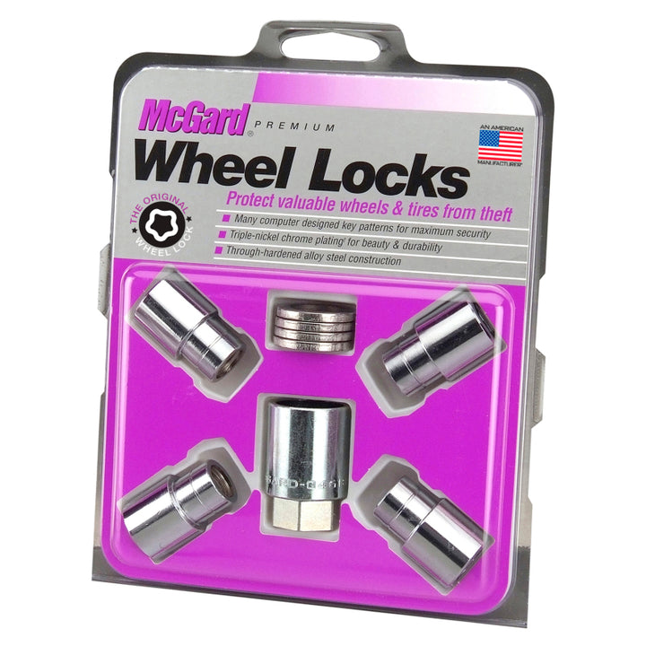 McGard Wheel Lock Nut Set - 4pk. (Reg. Shank Seat) M12X1.5 / 13/16 Hex / 1.38in. Length - Chrome - Bull Strap