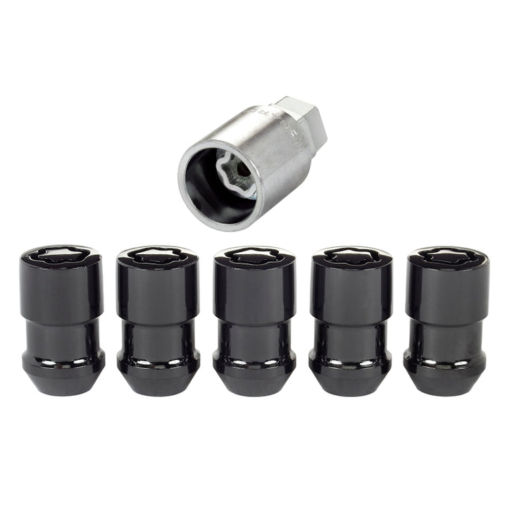 McGard Wheel Lock Nut Set - 5pk. (Cone Seat) 1/2-20 / 3/4 &13/16 Dual Hex / 1.46in. Length - Black - Bull Strap