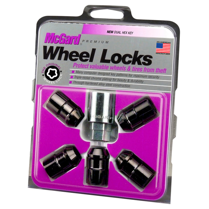 McGard Wheel Lock Nut Set - 5pk. (Cone Seat) 1/2-20 / 3/4 &13/16 Dual Hex / 1.46in. Length - Black - Bull Strap