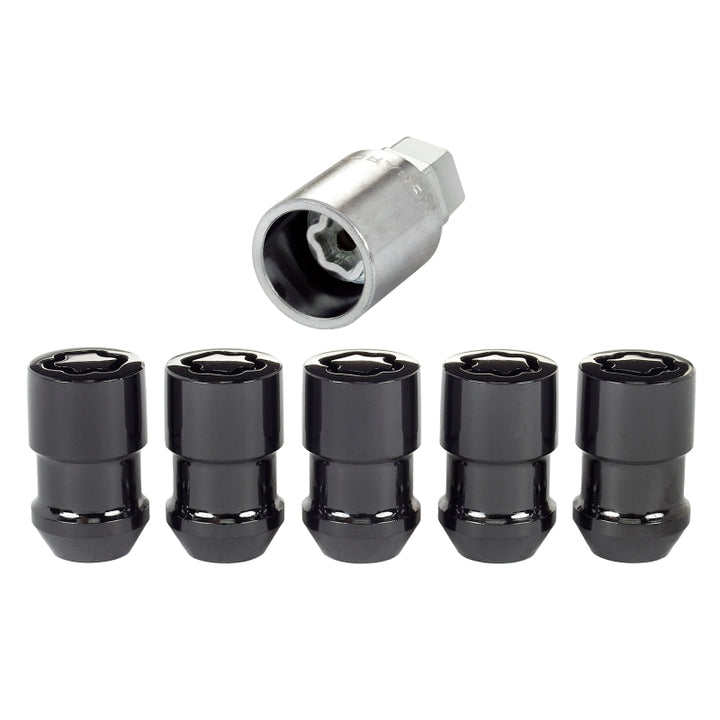 McGard Wheel Lock Nut Set - 5pk. (Cone Seat) 1/2-20 / 3/4 &13/16 Dual Hex / 1.46in. Length - Black - Bull Strap
