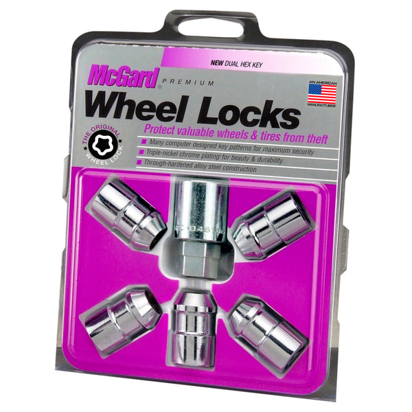 McGard Wheel Lock Nut Set - 5pk. (Cone Seat) 1/2-20 / 3/4 &13/16 Dual Hex / 1.46in. Length - Chrome - Bull Strap