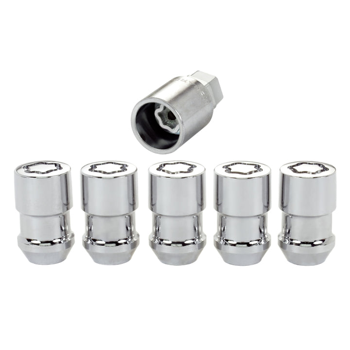 McGard Wheel Lock Nut Set - 5pk. (Cone Seat) 1/2-20 / 3/4 &13/16 Dual Hex / 1.46in. Length - Chrome - Bull Strap