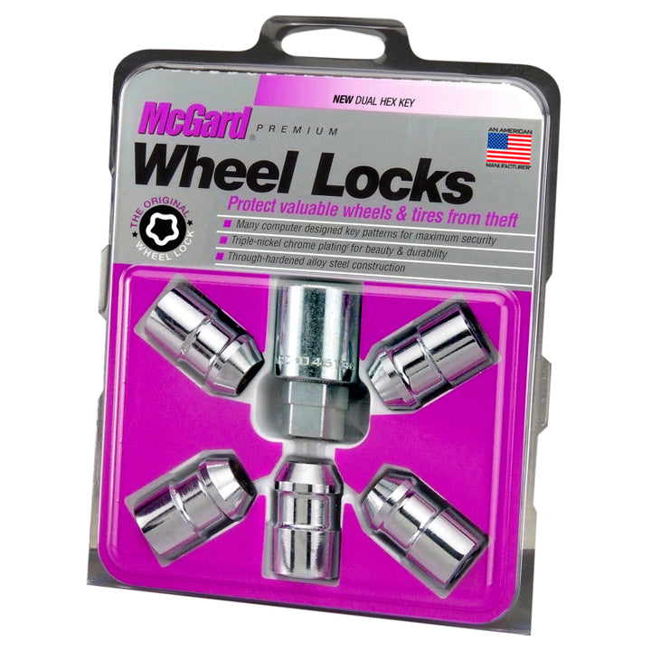 McGard Wheel Lock Nut Set - 5pk. (Cone Seat) 1/2-20 / 3/4 &13/16 Dual Hex / 1.46in. Length - Chrome - Bull Strap