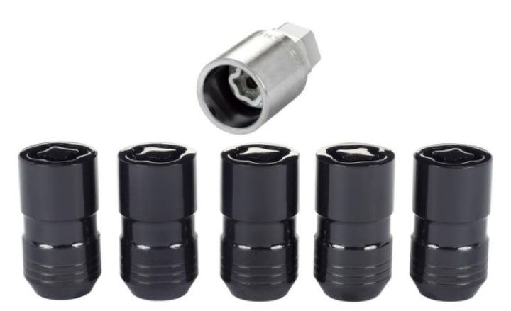 McGard Wheel Lock Nut Set - 5pk. (Cone Seat) M14X1.5 / 22mm Hex / 1.639in OAL - Black - Bull Strap