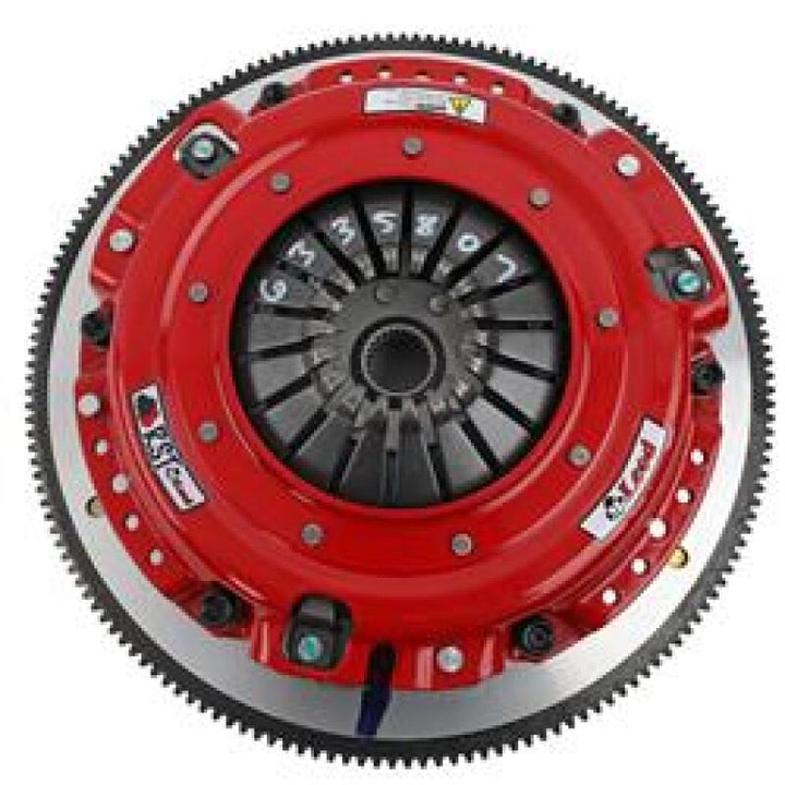 McLeod RXT Twin Disc Clutch Kit 18-23 Ford Mustang RXT 1 1/8 x 26 Spline 164T 8 Bolt AL Flywheel - Bull Strap
