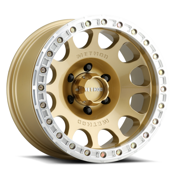 Method MR105 V3 Beadlock 17x9 -38mm Offset 5x5 71.5mm CB Gold Wheel w/ BH-H24125 - Bull Strap