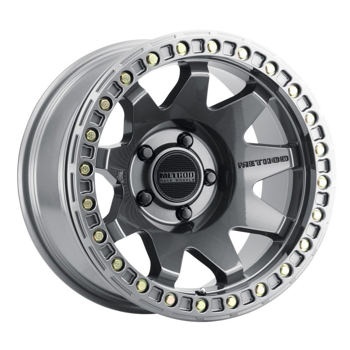 Method MR108 17x9 -44mm Offset 5x5 71.5mm CB Gloss Titanium w/BH-H24125-38 Wheel - Bull Strap