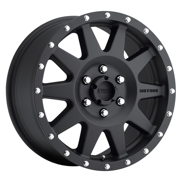 Method MR301 The Standard 17x7.5 +50mm Offset 6x130 84.1mm CB Matte Black Wheel - Bull Strap