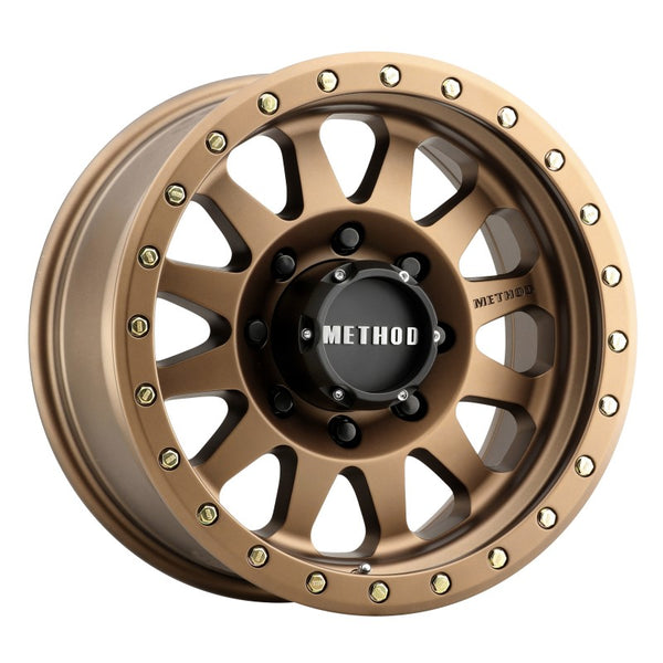 Method MR304 Double Standard 17x8.5 0mm Offset 8x6.5 130.81mm CB Method Bronze Wheel - Bull Strap