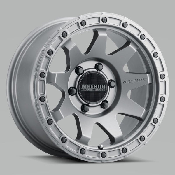 Method MR317 17x8.5 0mm Offset 6x5.5 106.25mm CB Matte Titanium Wheel - Bull Strap
