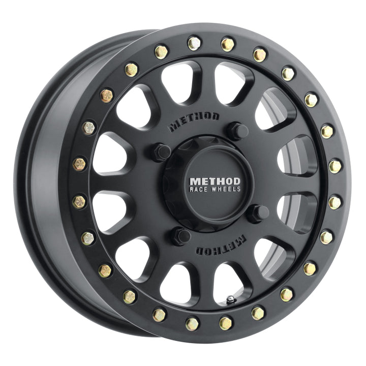 Method MR401 UTV Beadlock 15x6 / 5+1/53mm Offset / 4x156 / 132mm CB Matte Black Wheel - Bull Strap