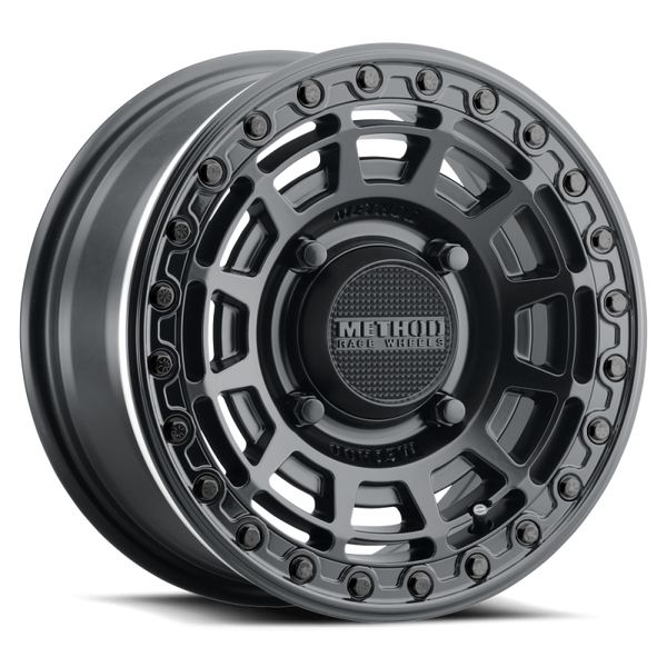 Method MR415 Beadlock 15x7 / 5+2/38mm Offset / 5x4.5 / 76mm CB Matte Black Wheel - Gloss Black Ring - Bull Strap