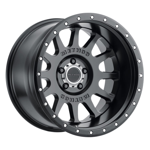 Method MR605 NV 20x9 -12mm Offset 5x150 110.5mm CB Matte Black Wheel - Bull Strap