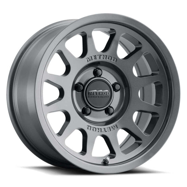 Method MR703 17x9 / -12mm Offset / 71.5mm Bore / 5x5 BP / 4.8in BS - Gloss Titanium Wheel - Bull Strap