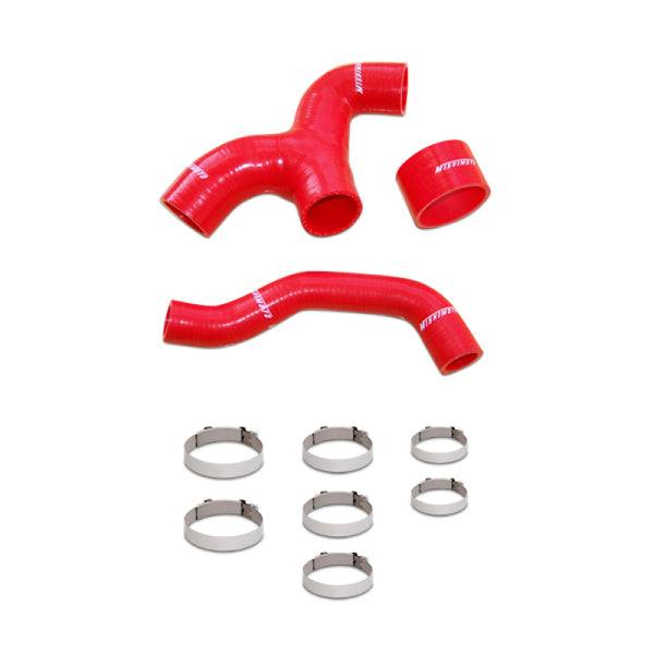 Mishimoto 02-05 Subaru WRX Red Silicone Intercooler Hoses - Bull Strap