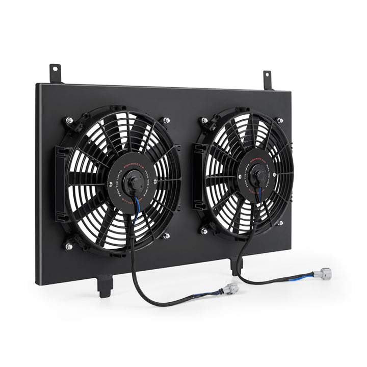 Mishimoto 03-06 Nissan 350Z Aluminum Fan Shroud Black - Bull Strap