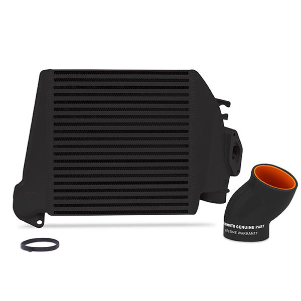 Mishimoto 08-14 Subaru WRX Top-Mount Intercooler Kit - Powder Coated Black & Black Hoses - Bull Strap