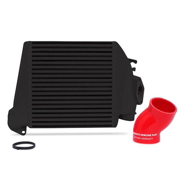 Mishimoto 08-14 Subaru WRX Top-Mount Intercooler Kit - Powder Coated Black & Red Hoses - Bull Strap